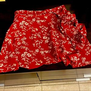 Red floral skirt